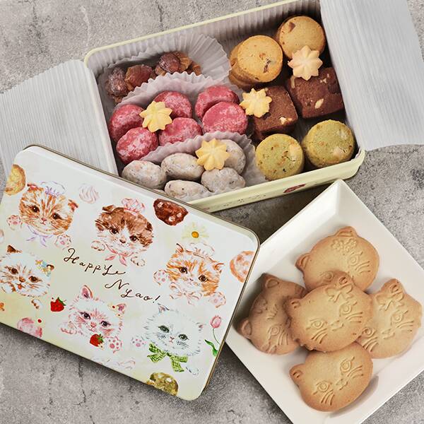 オンラインストア限定　ダダカ　こねこのこねこねクッキー缶　HappyNyao　45枚