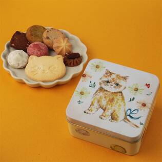 オンラインストア限定　ダダカ　こねこのこねこねクッキー缶mini　Flower　18p