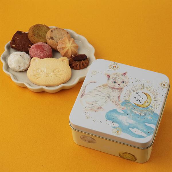 オンラインストア限定　ダダカ　こねこのこねこねクッキー缶mini　Good　Night　18p