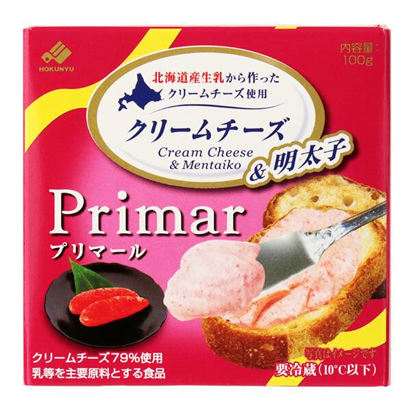 【冷蔵】北海道クリームチーズ　プリマール＆明太子　100g【賞味期限：2026/7/24】