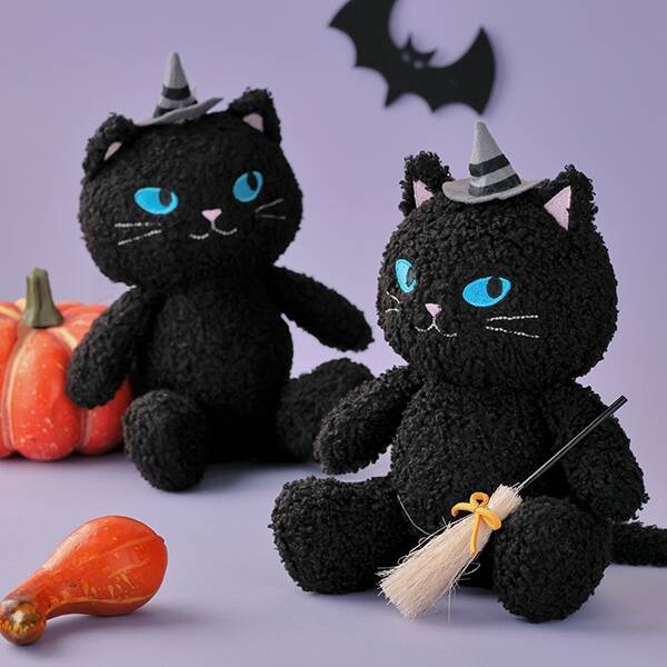 とんがりフードの黒猫ちゃん ハロウィン テディベア ぬいぐるみ