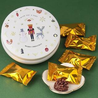 クリスマスラウンドチョコクランチ缶　1個