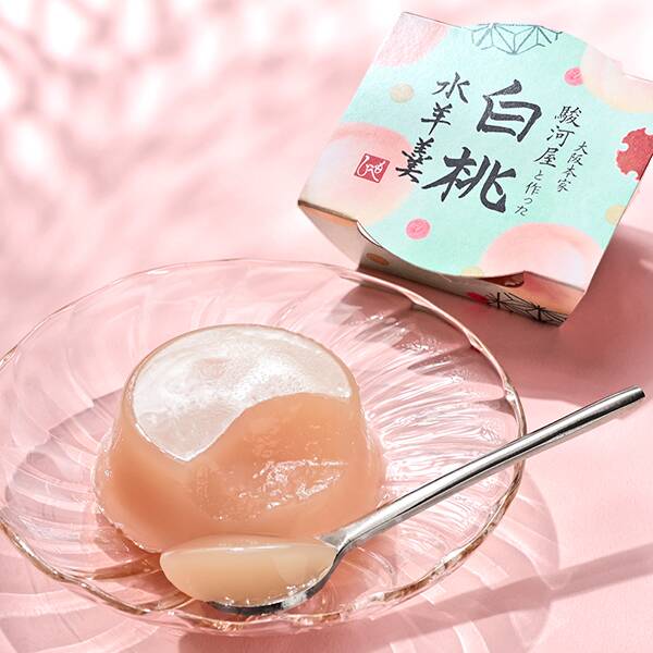 大阪本家駿河屋と作った　白桃水羊羹　85g【賞味期限：2025/9/30】