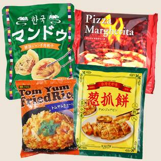 【冷凍】オンラインストア限定　世界のグルメセット（マンドゥ・ねぎ餅・トムヤムチャーハン・ピッツァマルゲリータ）
