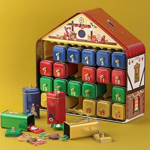 【2個セット新品】KALDI クリスマス　ティンハウスアドベントカレンダー カルディ クリスマス ティンボックスカレンダーハウス - 小さな世界