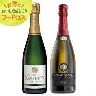 ＜訳あり品＞【お酒】シャンパーニュ＆フランチャコルタ　極上白泡2本セット【オンラインストア限定】