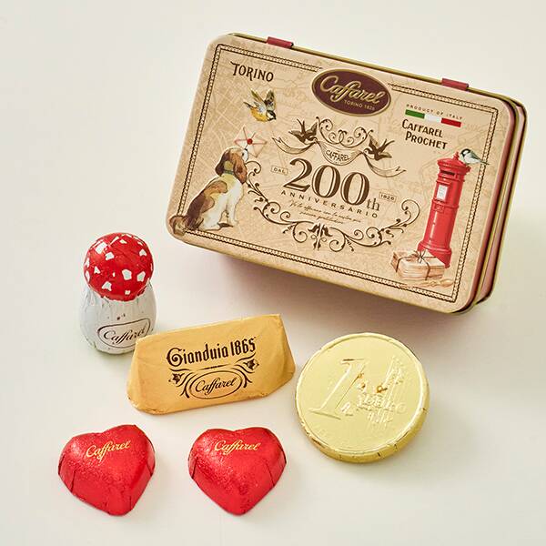 オンラインストア限定　カファレル　200周年レッドミニ缶　ジャンドゥーヤチョコレート　5p