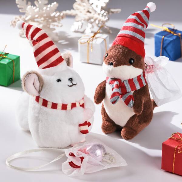 クリスマス　コツメカワウソ＆チンチラ　マスコットチェーン　1個【クリスマス】