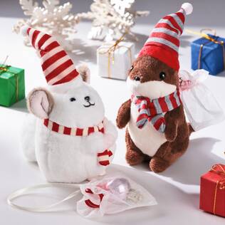 クリスマス　コツメカワウソ＆チンチラ　マスコットチェーン　1個【クリスマス】