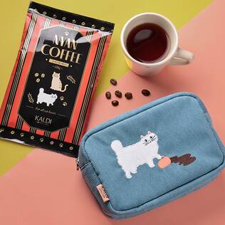 ニャンコーヒー＆コーデュロイポーチセット（白ネコ）