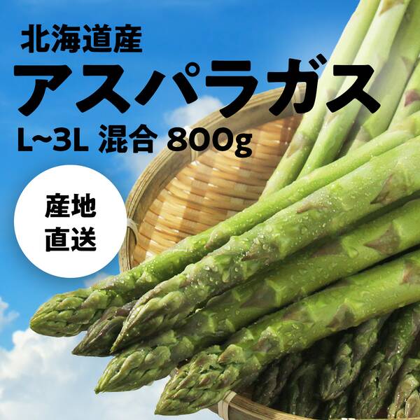 【予約販売】【冷蔵】オンラインストア限定　北海道産アスパラガス　800g（L-3Lサイズ混合）●産地直送・送料込み●