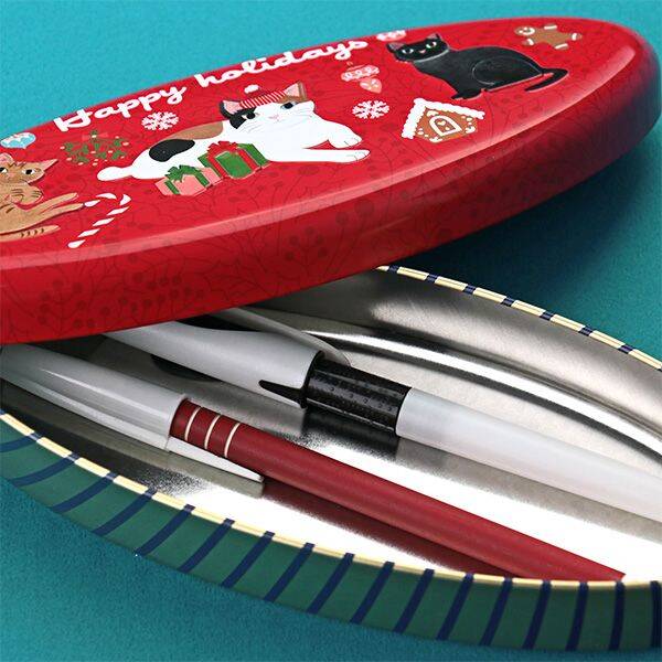 クリスマスネコオーバル缶 1個 カルディコーヒーファーム オンラインストア