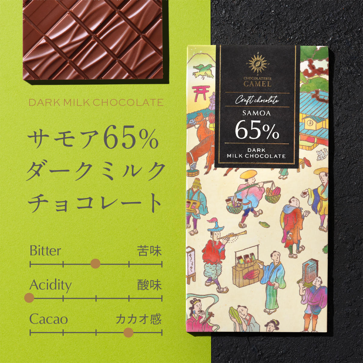 ショコラトリーキャメル サモア65%ダークミルクチョコレート